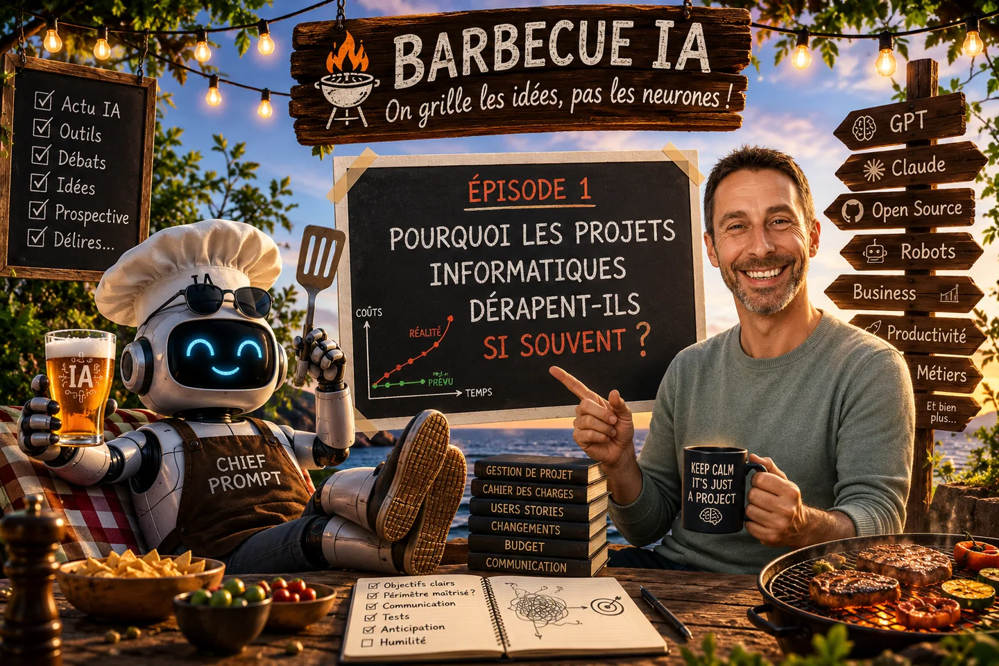 Illustration Barbecue IA épisode 1 sur les projets informatiques qui dérapent