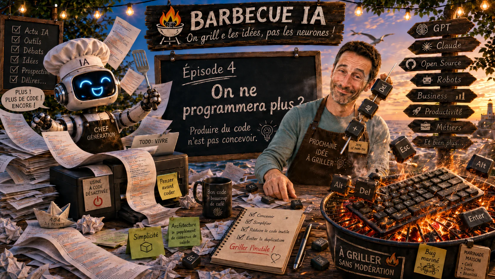 Illustration Barbecue IA épisode 4 sur le métier de développeur face à l'IA